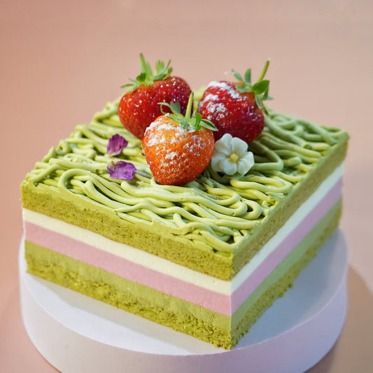 Matcha & Strawberry Layer Cake