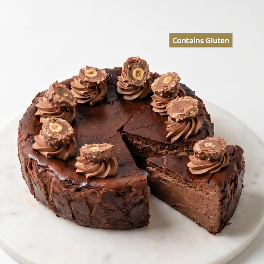 Chocolate Hazelnut Basque Cheesecake with dark chocolate and roasted hazelnut topping by BLUEBUTTER Perth