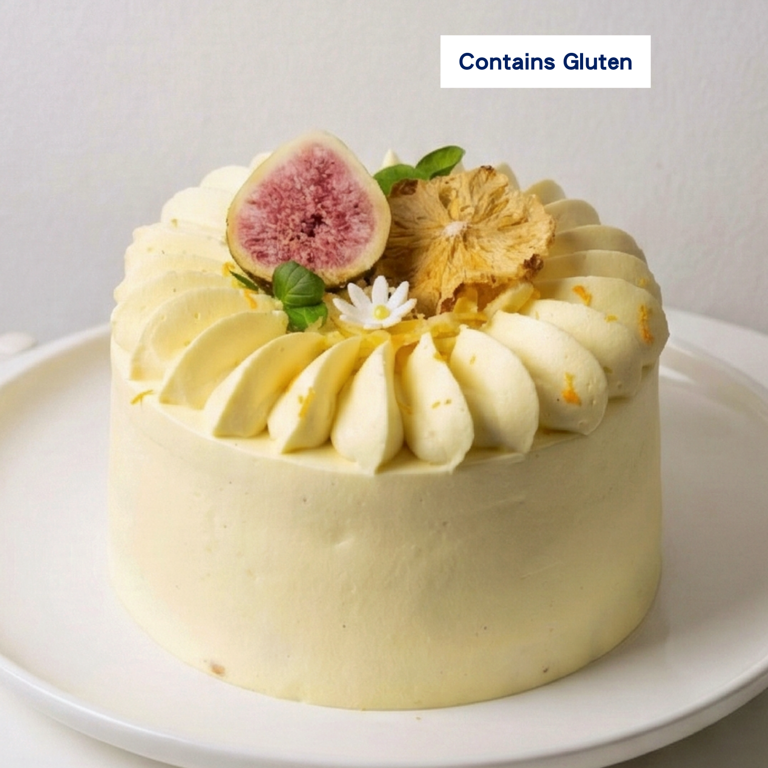 A premium nut-free Durian Shortcake layered with smooth durian filling and light sponge cake, handcrafted by BLUEBUTTER Patisserie in Perth.