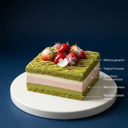 Matcha & Strawberry Layer Cake