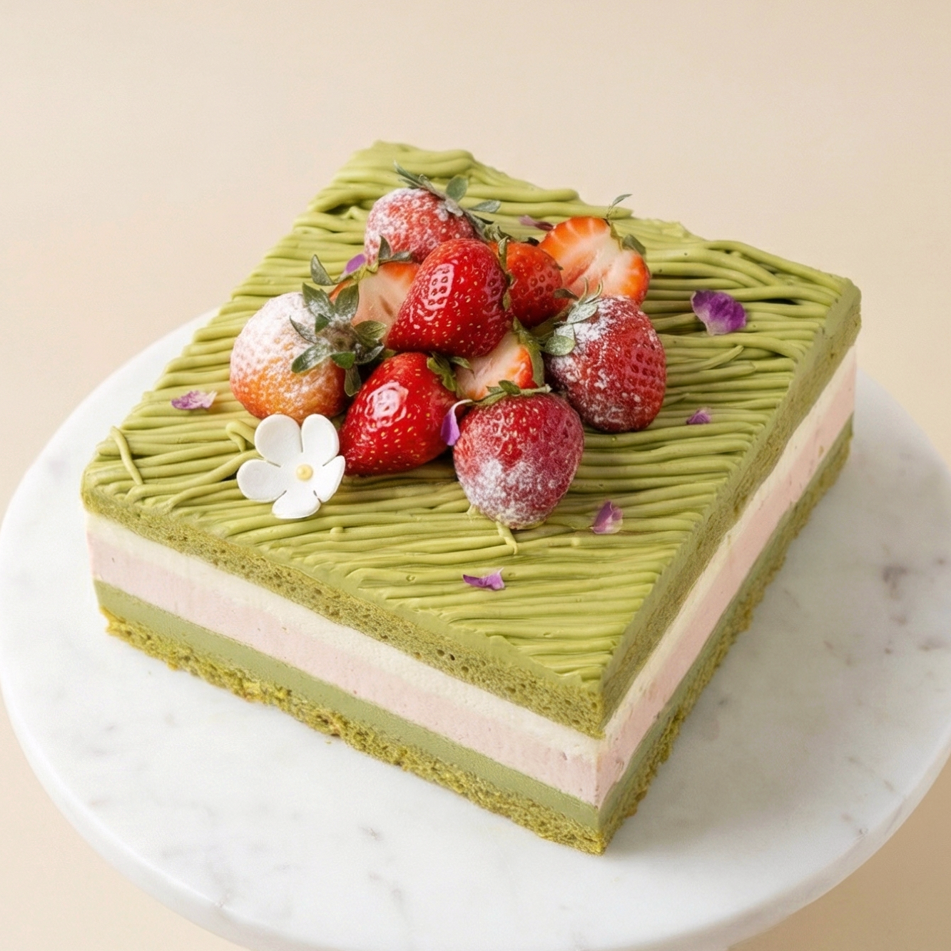 Matcha & Strawberry Layer Cake