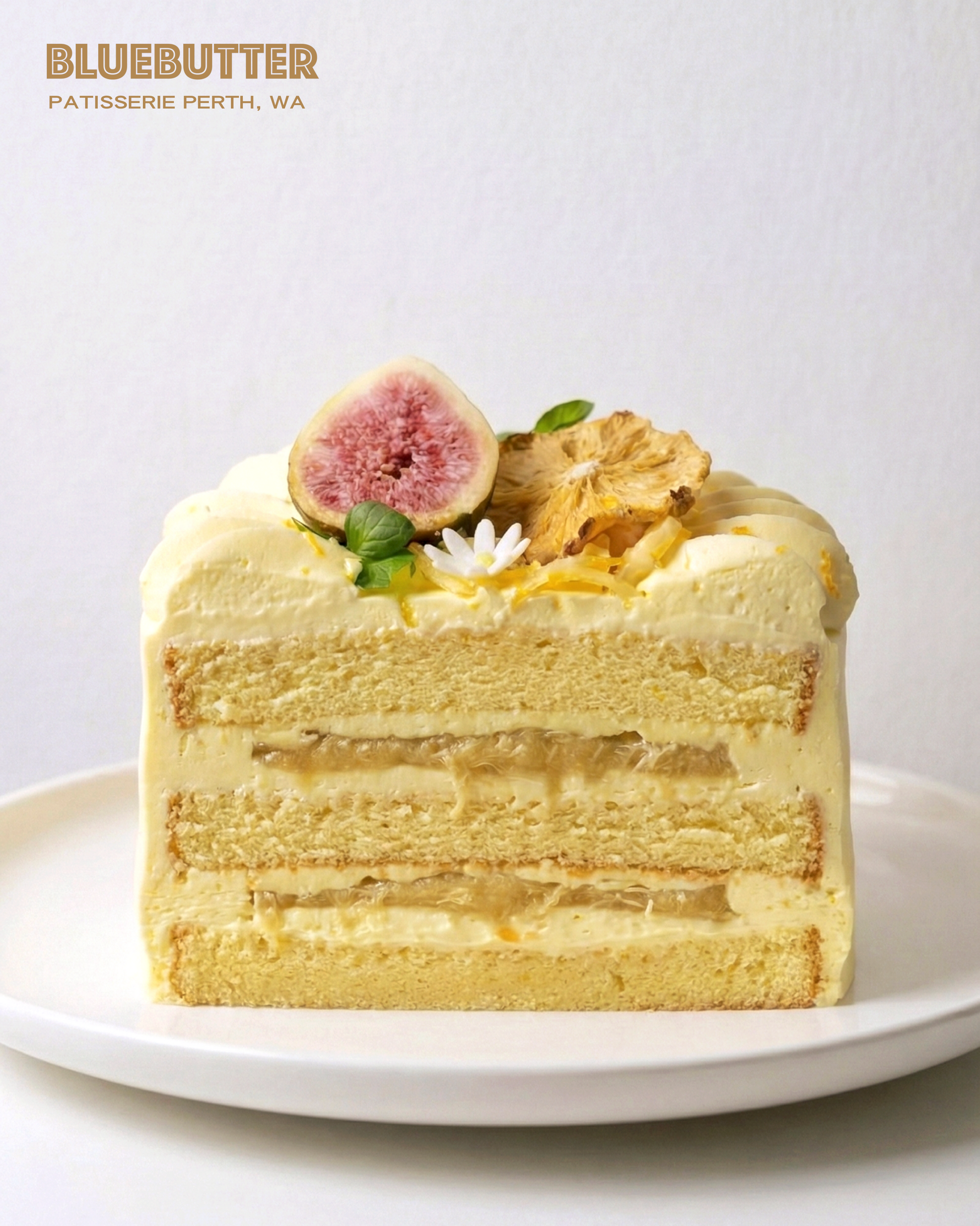 Cross-section of a Durian Shortcake showing rich durian cream layers and fluffy sponge, perfect for tropical dessert lovers.