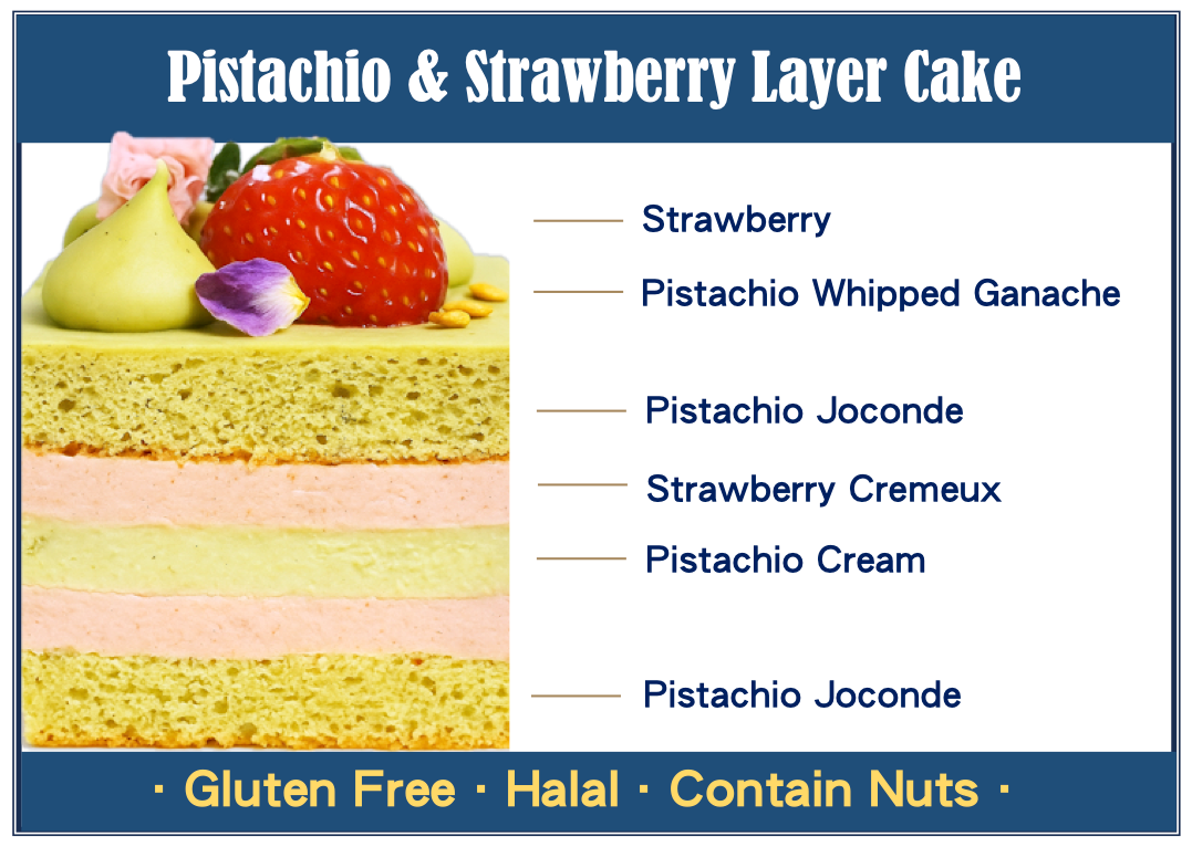 Pistachio & Strawberry Layer Cake